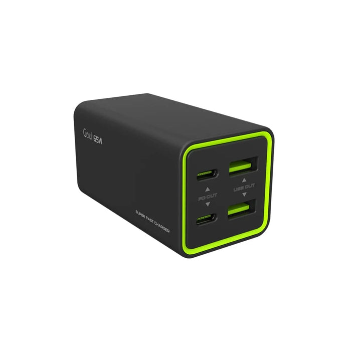 Chargeur de bureau Goui TANK 65W, ports multiples pour charge rapide, adaptateur avec prise UK 3 broches, conception robuste, idéal pour une utilisation à domicile ou au bureau.