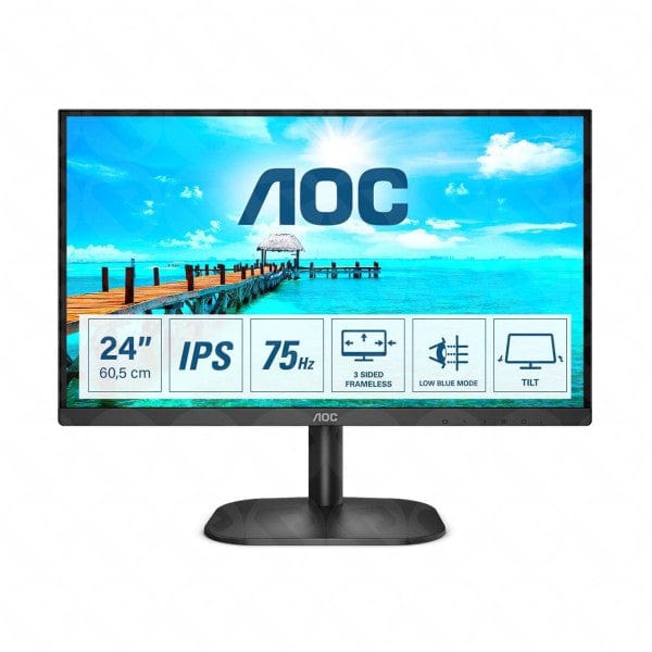 AOC 24B2XH/EU 23.8" – Moniteur Full HD IPS avec design élégant, 75 Hz et connectivité pratique pour un confort visuel optimal.Disponible sur Multitech.ma