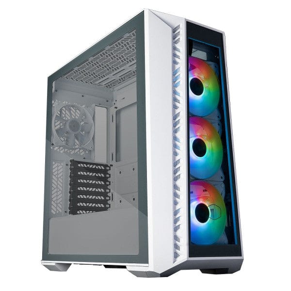 Boîtier PC Cooler Master MasterBox 520 ARGB blanc chez multitech.ma Maroc Marrakech – éclairage ARGB dynamique, design élégant, idéal pour gamers et créateurs de contenu.