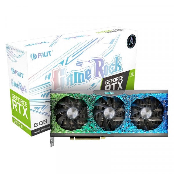 Carte graphique Palit GeForce RTX 3070 Ti GameRock OC 8GB GDDR6X avec refroidissement amélioré, idéale pour des performances de jeu exceptionnelles, disponible à l'achat sur multitech.ma