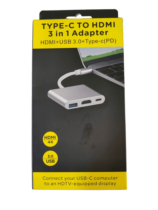 ADAPTEUR TYPE-C 3IN1  HDMI 4K/port USB 3.0/port de charge rapide PD, adaptateur AV numérique Android pour MacBook Pro, MacBook Air, projecteur, moniteur
