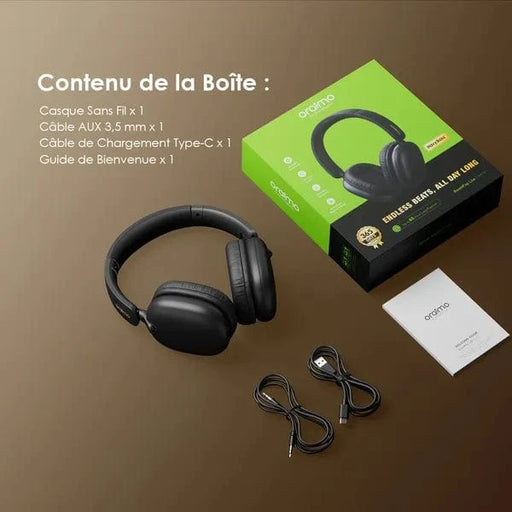 Écouteurs sans fil OHP 317 Oraimo Noir chez multitech.ma Maroc Marrakech – confort optimal et performance audio