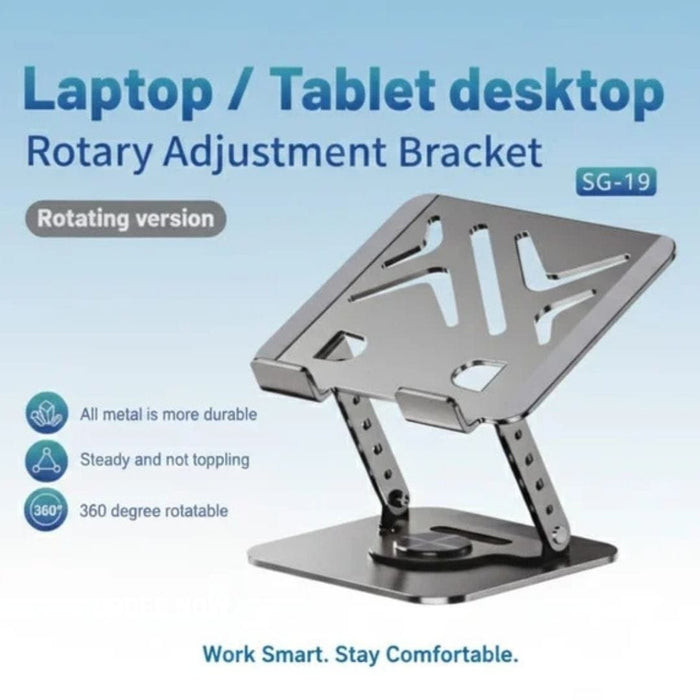 Support laptop SG-19 rotatif 360 réglable métal ventilé Maroc Multitech Marrakech