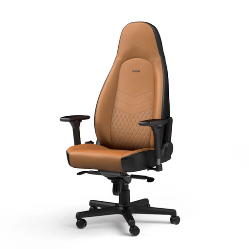 Noblechairs ICON Real Leather Cognac/Black – Fauteuil gaming en cuir véritable, design sophistiqué et accoudoirs 4D pour un confort sur-mesure.Disponible chez Multitech.ma