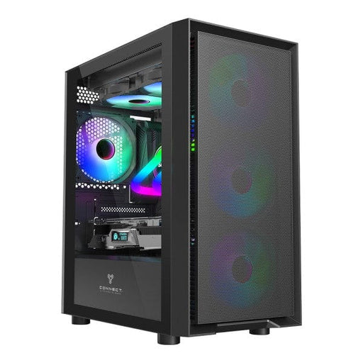 Boîtier Connect Airboost ARGB Micro ATX, boîtier PC avec éclairage RGB personnalisable, panneau aéré et refroidissement efficace Multitech.ma