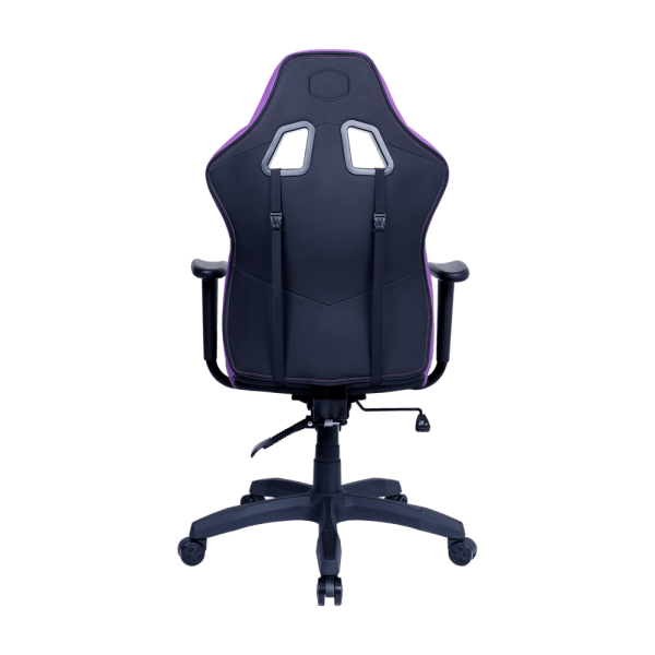 Chaise gaming Cooler Master Caliber E1 Purple en similicuir violet, avec dossier réglable et accoudoirs fixes pour un confort optimal sur Multitech.ma