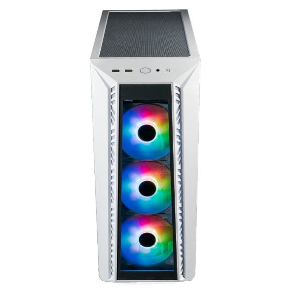 Boîtier PC Cooler Master MasterBox 520 ARGB blanc chez multitech.ma Maroc Marrakech – éclairage ARGB dynamique, design élégant, idéal pour gamers et créateurs de contenu.

