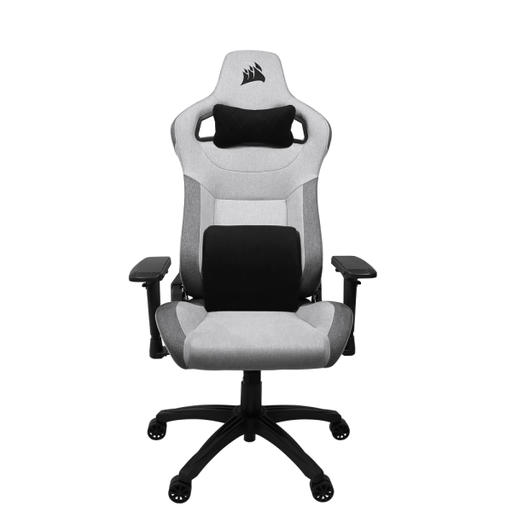 Corsair T3 Rush Grey/Silver, fauteuil gaming ergonomique avec accoudoirs 4D, dossier inclinable à 160° et soutien lombaire, disponible sur multitech.ma