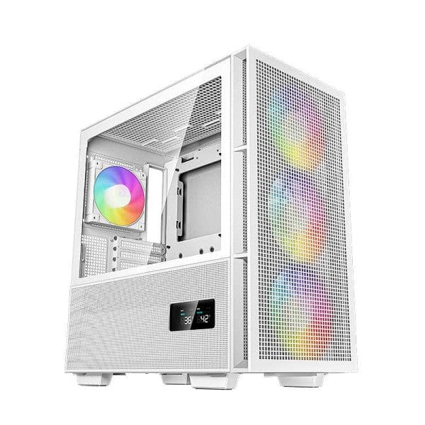 Boîtier DeepCool CH560 DIGITAL White, boîtier gaming avec ventilation optimisée, contrôle d'éclairage LCD et esthétique en blanc chez multitech.ma