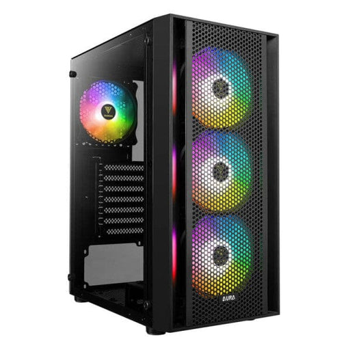 Boîtier PC Gamdias Aura GC2 Black, boîtier avec éclairage RGB personnalisable, flux d'air amélioré et design soigné pour une configuration PC élégante et performante – En vente sur multitech.ma