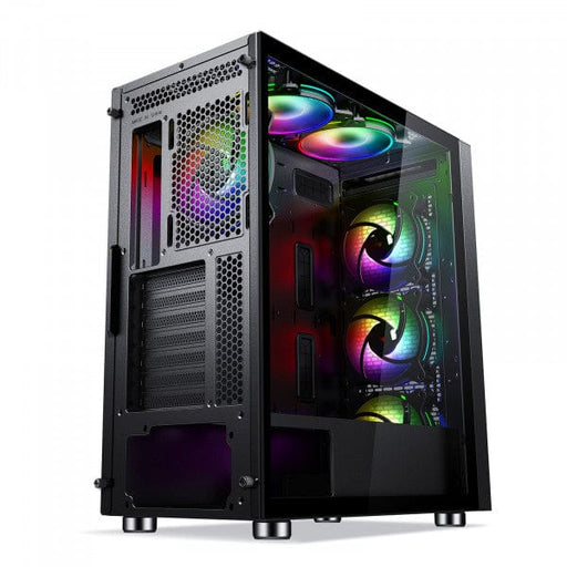 Boîtier PC HYBROK RS6 ARGB, boîtier gaming avec éclairage ARGB personnalisable, design moderne et ventilation optimisée pour des performances maximales – Disponible chez multitech.ma