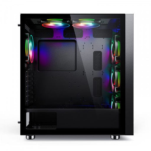 Boîtier PC HYBROK RS6 ARGB, boîtier gaming avec éclairage ARGB personnalisable, design moderne et ventilation optimisée pour des performances maximales – Disponible chez multitech.ma