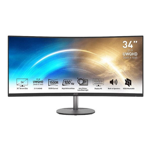 MSI PRO MP341CQ 34" - Moniteur ultra large incurvé pour une immersion totale | multitech.ma