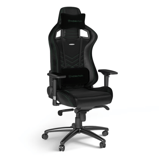 Chaise Gaming Noblechairs EPIC Black/Green avec accoudoirs 4D et dossier inclinable, confort optimal sur multitech.ma