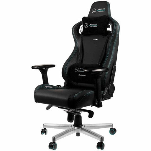 Chaise Gaming Noblechairs EPIC Mercedes AMG Petronas Motorsport en similicuir avec accoudoirs 4D et dossier inclinable, idéale pour les gamers sur multitech.ma