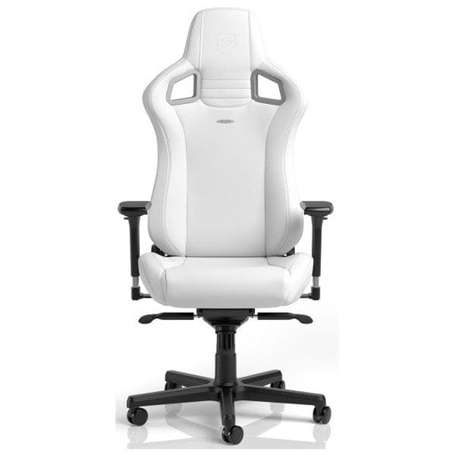 Chaise gaming Noblechairs Epic White Edition en similicuir avec accoudoirs 4D et dossier inclinable pour un confort optimal sur multitech.ma