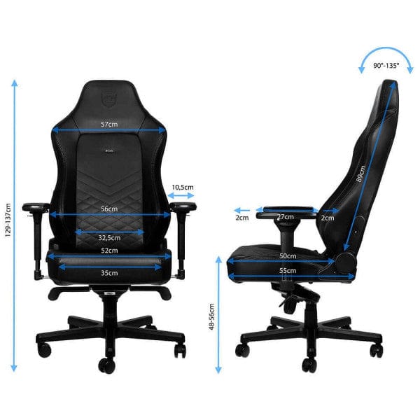 Chaise gaming Noblechairs HERO Black en similicuir avec accoudoirs 4D et dossier inclinable pour un confort optimal sur multitech.ma