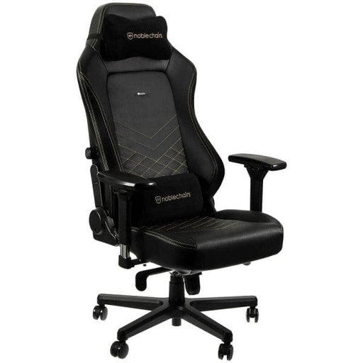 Chaise gaming Noblechairs HERO Black/Gold avec accoudoirs 4D et dossier inclinable, pour un confort et un style incomparables. Disponible sur multitech.ma