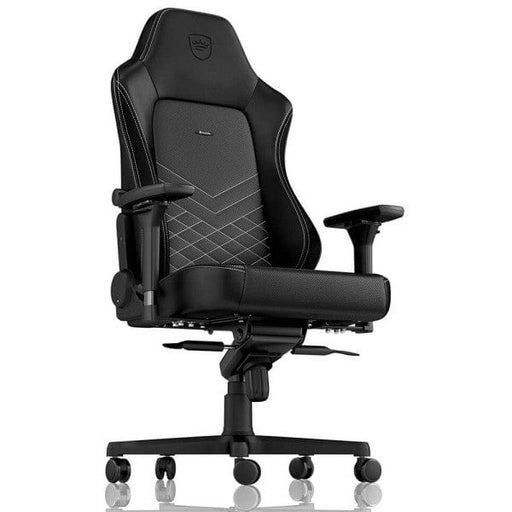 Chaise gaming Noblechairs HERO Black/Platinum White avec accoudoirs 4D et dossier inclinable, conçu pour un confort optimal pendant les longues sessions de jeu. chez Multitech.ma