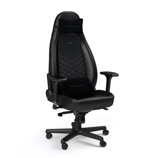 Chaise gaming Noblechairs ICON Black avec accoudoirs 4D et dossier inclinable pour un confort optimal et une esthétique raffinée sur Multitech.ma