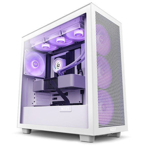 Boîtier NZXT H7 Flow RGB White, boîtier avec panneaux mesh pour une circulation d'air maximale, éclairage RGB intégré pour personnaliser votre setup, et refroidissement optimal pour des performances de jeu exceptionnelles – Découvrez-le sur multitech.ma