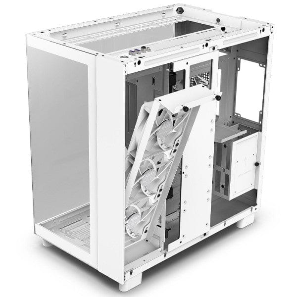 Boîtier PC Moyen Tour NZXT H9 Flow White avec fenêtre en verre trempé sur multitech.ma