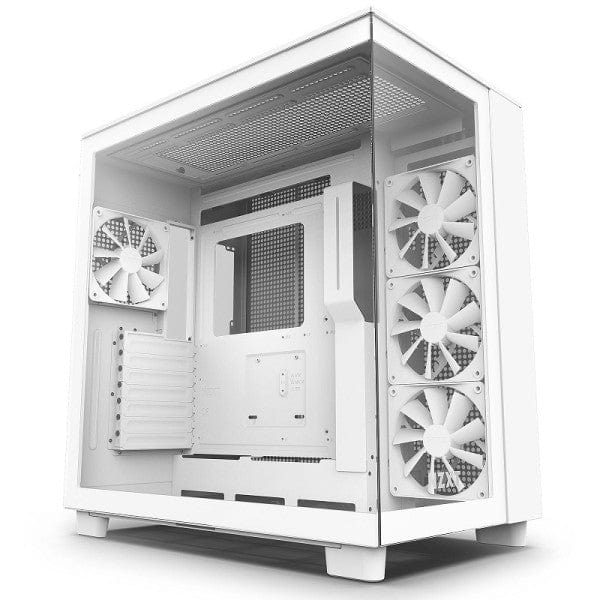 Boîtier PC Moyen Tour NZXT H9 Flow White avec fenêtre en verre trempé sur multitech.ma