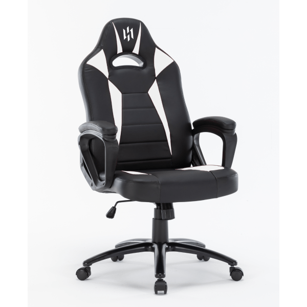 Chaise gaming SKILLCHAIRS Fighter White avec accoudoirs fixes et similicuir blanc pour un confort optimal sur Multitech.ma