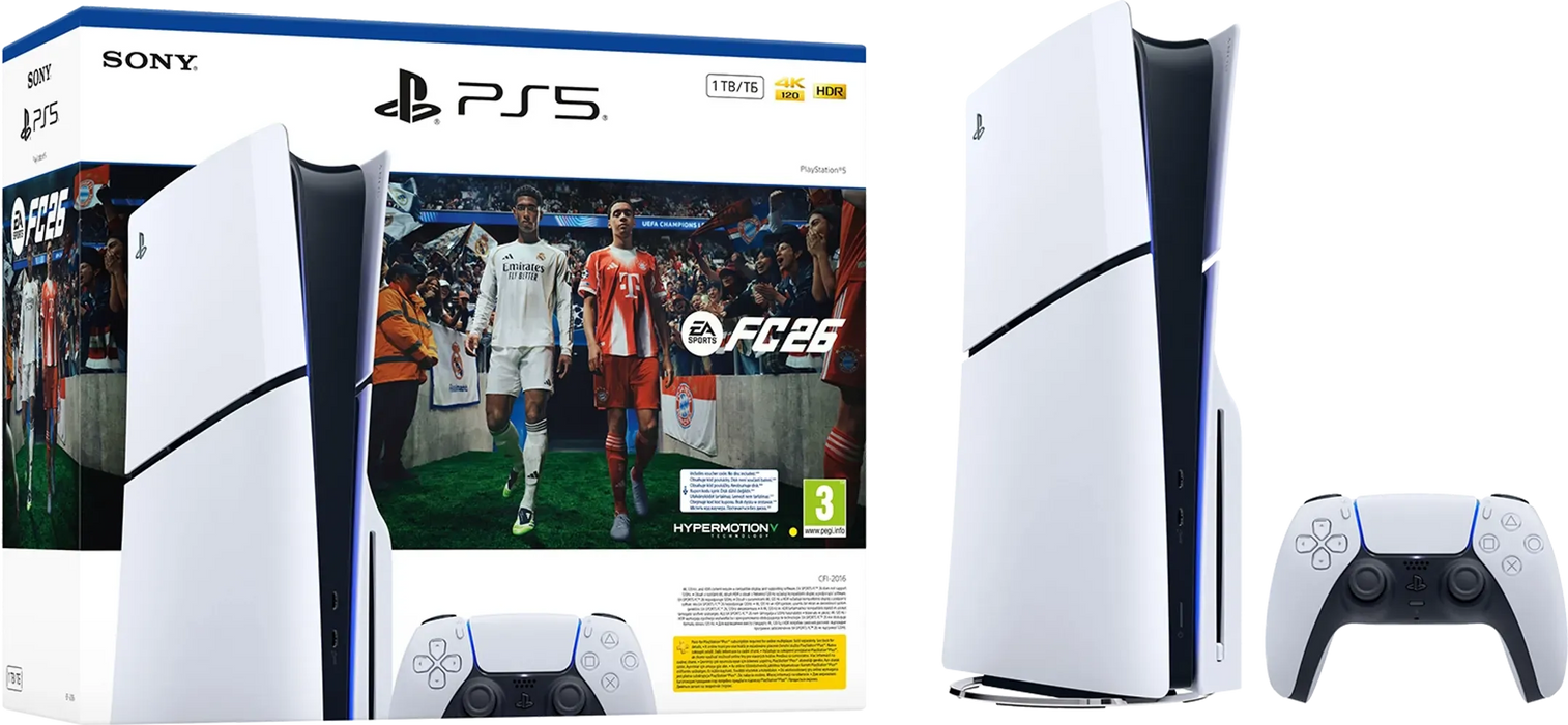 Sony PlayStation 5 Slim 1TB SSD avec EA SPORTS FC26 connectique HDMI USB-A USB-C