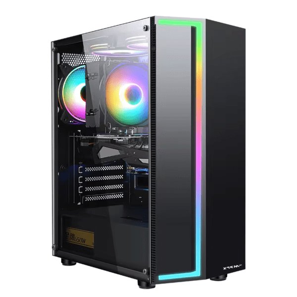 Boîtier PC Moyen Tour XTRMLAB HELIX avec verre trempé et ventilateur ARGB sur multitech.ma