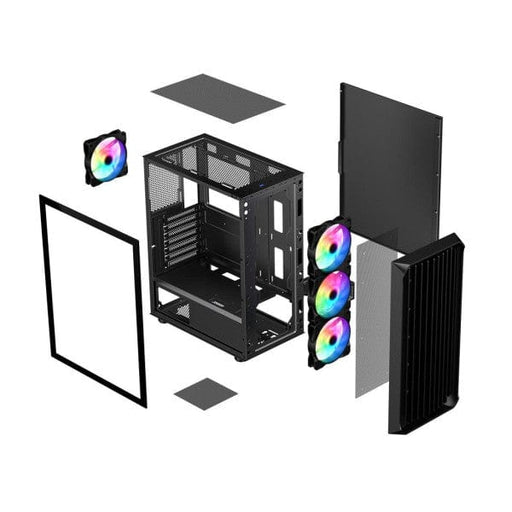 Boîtier PC Moyen Tour XTRMLAB MATRIX avec fenêtre en verre trempé et 4 ventilateurs ARGB sur multitech.ma