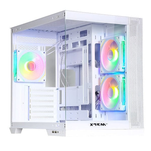 Boîtier PC Moyen Tour XTRMLAB VISION (Blanc) avec panneaux en verre trempé et ventilateurs ARGB sur multitech.ma.