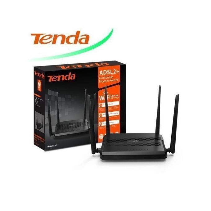 PARTAGEZ CE PRODUIT   tenda Modem Routeur Wifi - ADSL2+, USB, 4 Antennes - Noir